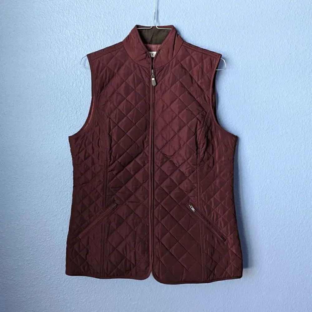 Women's Orvis Vest Insulated Maroon Red Wine Quilted Small Pockets Lightweight